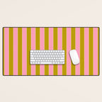 Eclectic Stripes Vertical Colorful Pink and Chartreuse Pattern Desk Mat Gallery Image 1