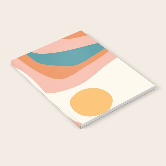 Abstract Wavy Rainbow and Sun Pattern in retro theme Notebook Gallery Image 2