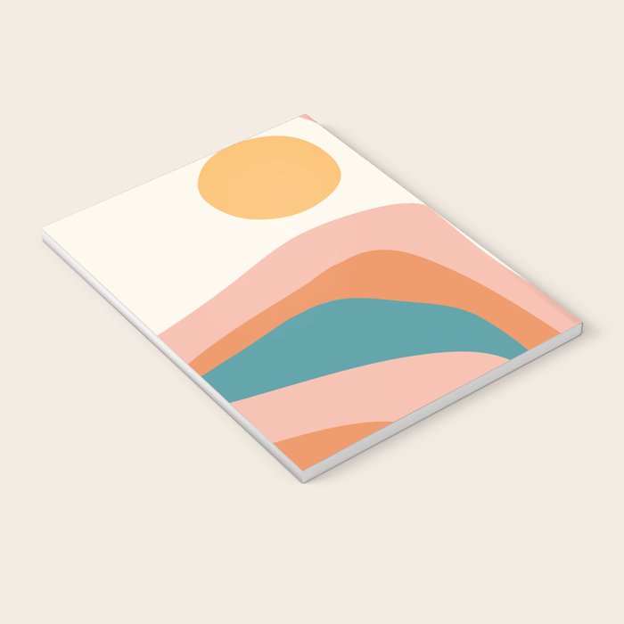 Abstract Wavy Rainbow and Sun Pattern in retro theme Notebook Gallery Image 3