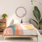 Abstract Wavy Rainbow and Sun Pattern in retro theme Comforter Gallery Image 3