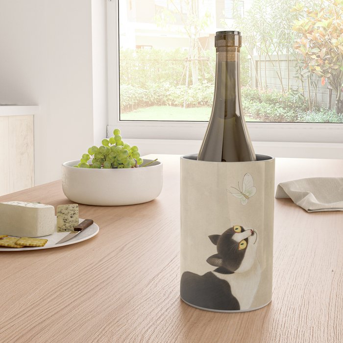 Minhwa: cat & butterfly (Korean traditional/folk art) Wine Chiller Gallery Image 4