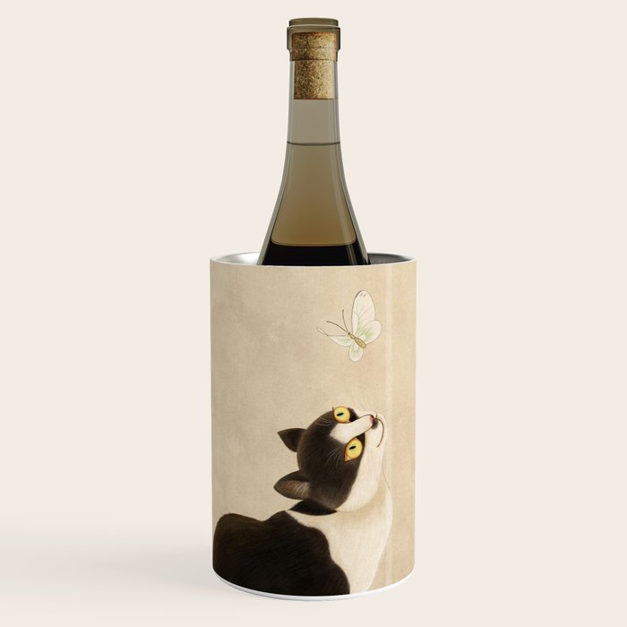 Minhwa: cat & butterfly (Korean traditional/folk art) Wine Chiller Gallery Image 1