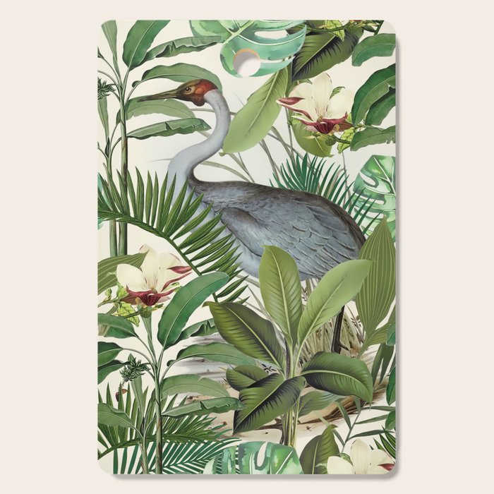 Tropical Heron Bird Rainforest Illustration Cutting Board Gallery Image 1