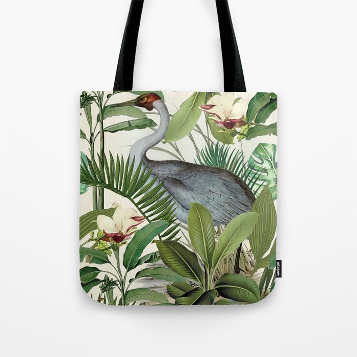 Tropical Heron Bird Rainforest Illustration Tote Bag Gallery Image 1