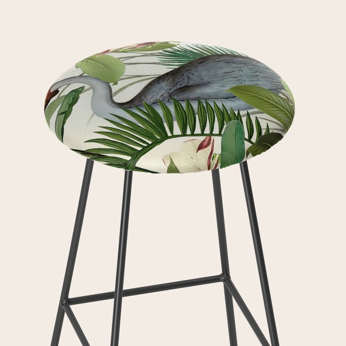 Tropical Heron Bird Rainforest Illustration Stool Gallery Image 2
