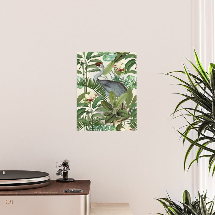 Tropical Heron Bird Rainforest Illustration Poster Gallery Image 2