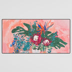 Cockatoo Vase - Bouquet of Flowers on Coral and Jungle Desk Mat Gallery Image 3