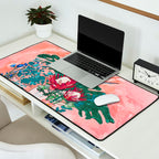 Cockatoo Vase - Bouquet of Flowers on Coral and Jungle Desk Mat Gallery Image 2