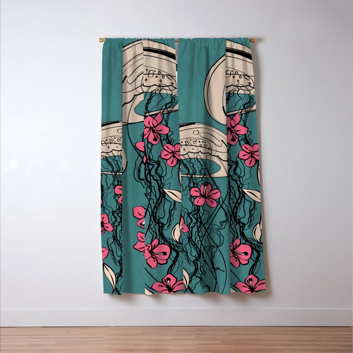 Floral Jellyfishes 1 Window Curtain Gallery Image 3