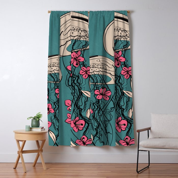 Floral Jellyfishes 1 Window Curtain Gallery Image 1
