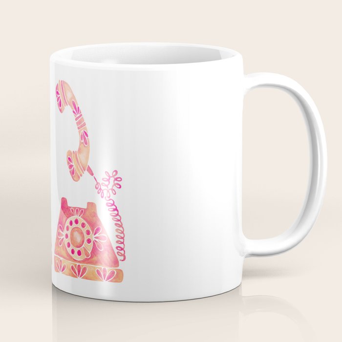 Vintage Rotary Phone - Peach Palette Coffee Mug Gallery Image 1