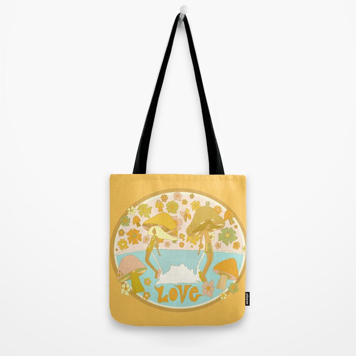 mushy love mushroom longboard surf // retro art by surfy birdy Tote Bag Gallery Image 2
