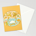 mushy love mushroom longboard surf // retro art by surfy birdy Stationery Card Gallery Image 2