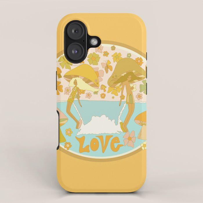 mushy love mushroom longboard surf // retro art by surfy birdy iPhone Case Gallery Image 1