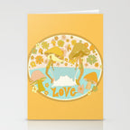 mushy love mushroom longboard surf // retro art by surfy birdy Stationery Card Gallery Image 2