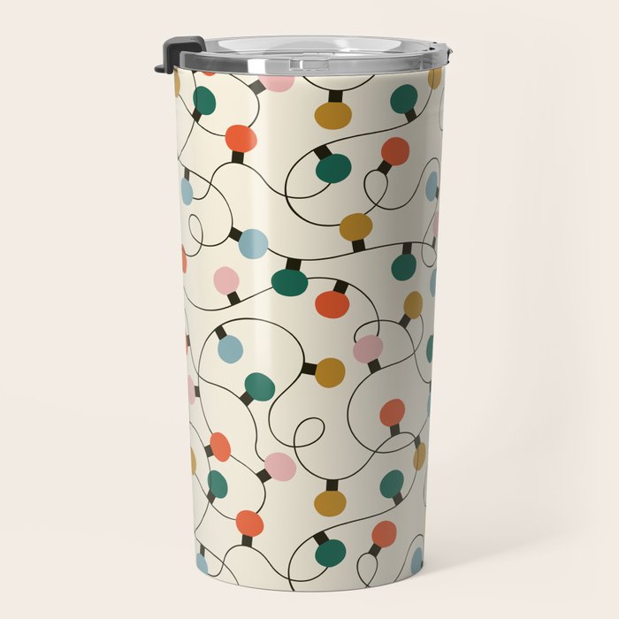 Vintage christmas lights art pattern Travel Mug Gallery Image 3