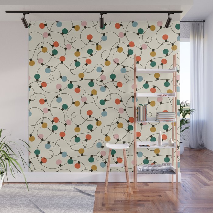 Vintage christmas lights art pattern Wall Mural Gallery Image 1
