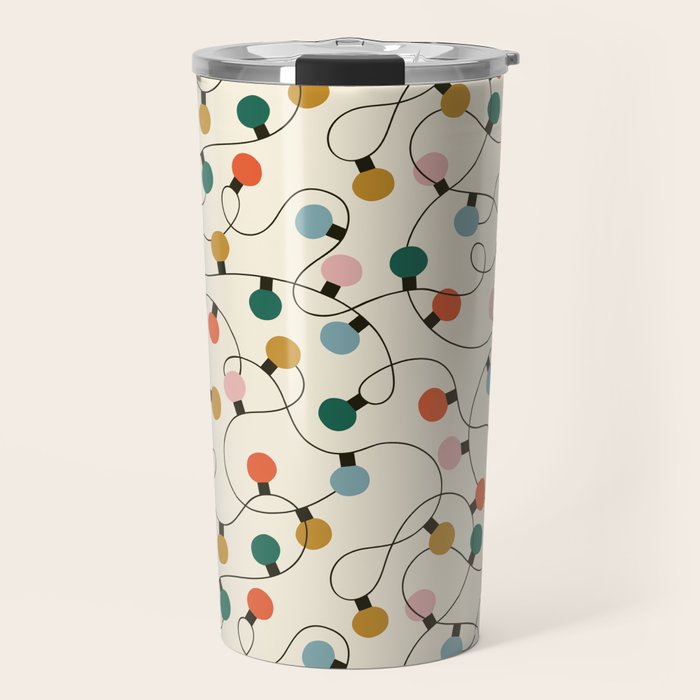 Vintage christmas lights art pattern Travel Mug Gallery Image 1