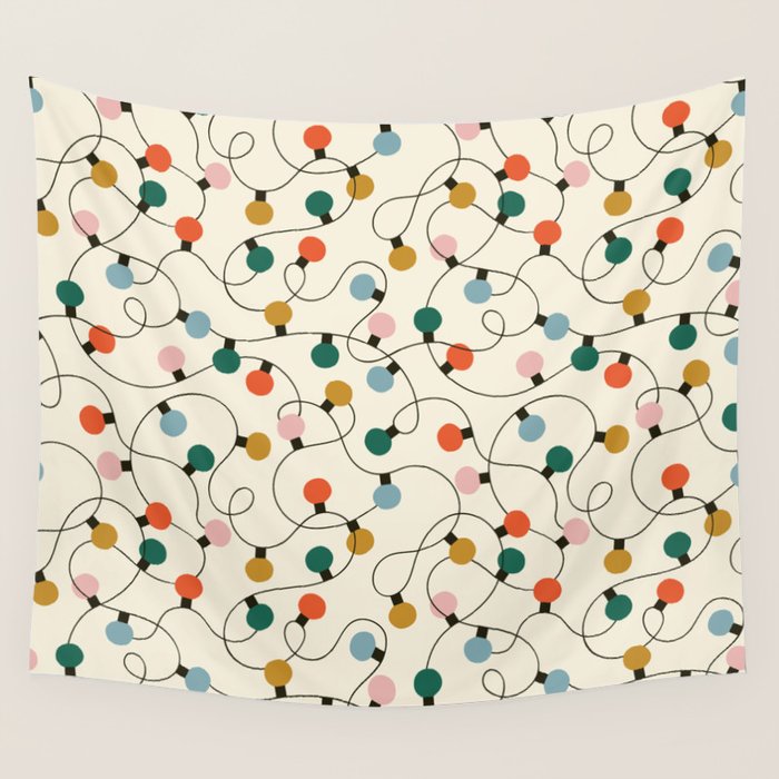 Vintage christmas lights art pattern Wall Tapestry Gallery Image 4