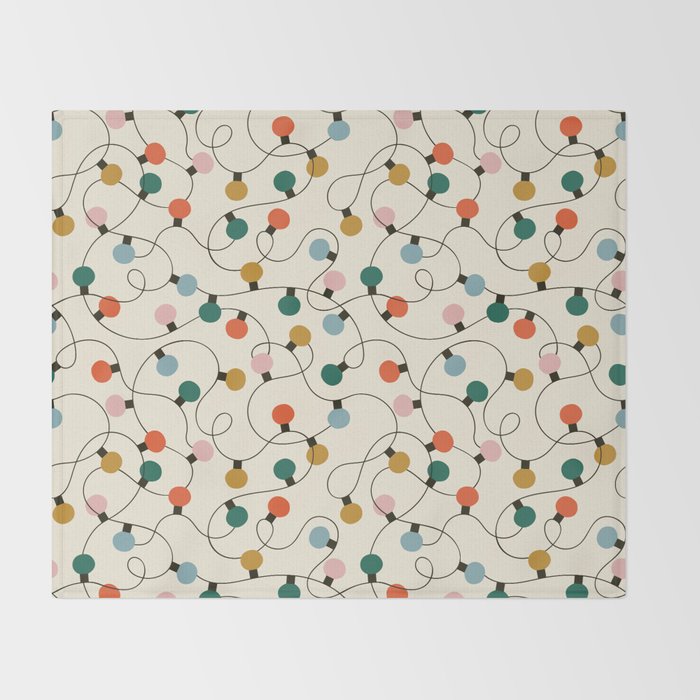 Vintage christmas lights art pattern Throw Blanket Gallery Image 2
