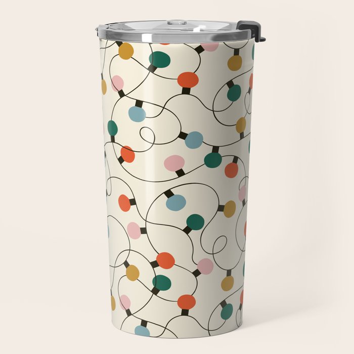 Vintage christmas lights art pattern Travel Mug Gallery Image 2