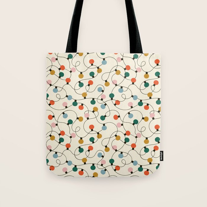 Vintage christmas lights art pattern Tote Bag Gallery Image 1