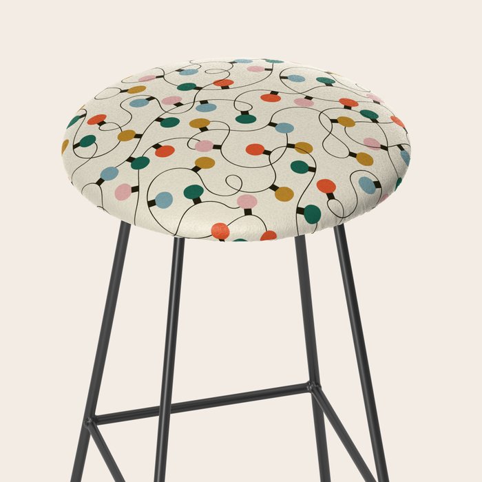 Vintage christmas lights art pattern Stool Gallery Image 2