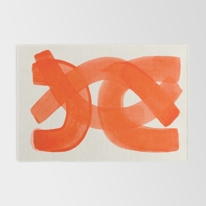 Mid Century Modern Abstract Painting Orange Watercolor Brush Strokes Rug Gallery Image 2