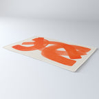 Mid Century Modern Abstract Painting Orange Watercolor Brush Strokes Rug Gallery Image 3