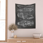 Supercar Sports Car Patent - Car Fan Classic Car Art - Black Chalkboard Wall Tapestry Gallery Image 2