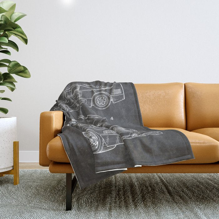 Supercar Sports Car Patent - Car Fan Classic Car Art - Black Chalkboard Throw Blanket Gallery Image 1