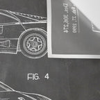 Supercar Sports Car Patent - Car Fan Classic Car Art - Black Chalkboard Wall Tapestry Gallery Image 3