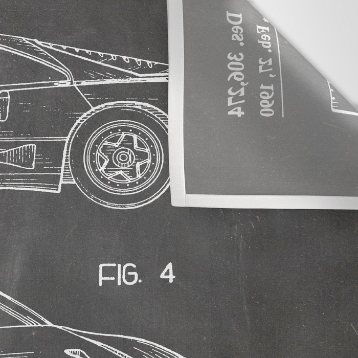 Supercar Sports Car Patent - Car Fan Classic Car Art - Black Chalkboard Wall Tapestry Gallery Image 3