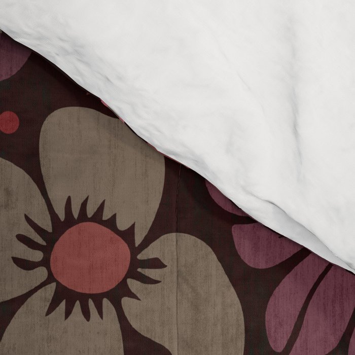 Eternal Summer Block Print Countryside Vibes Flower Garden Crimson Red Comforter Gallery Image 4