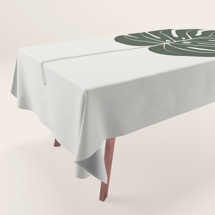 Split Philodendron Leaf Illustration Tablecloth Gallery Image 1