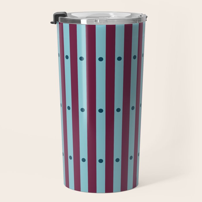 Stripes and Dots geometric pattern blue and purple Travel Mug Gallery Image 3
