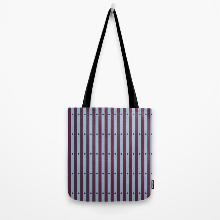Stripes and Dots geometric pattern blue and purple Tote Bag Gallery Image 2