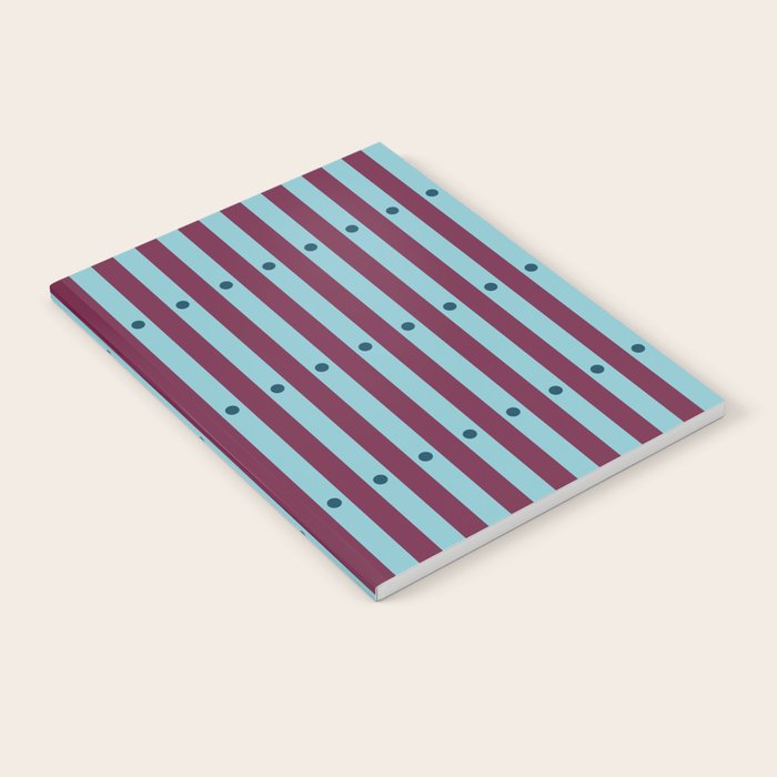 Stripes and Dots geometric pattern blue and purple Notebook Gallery Image 2