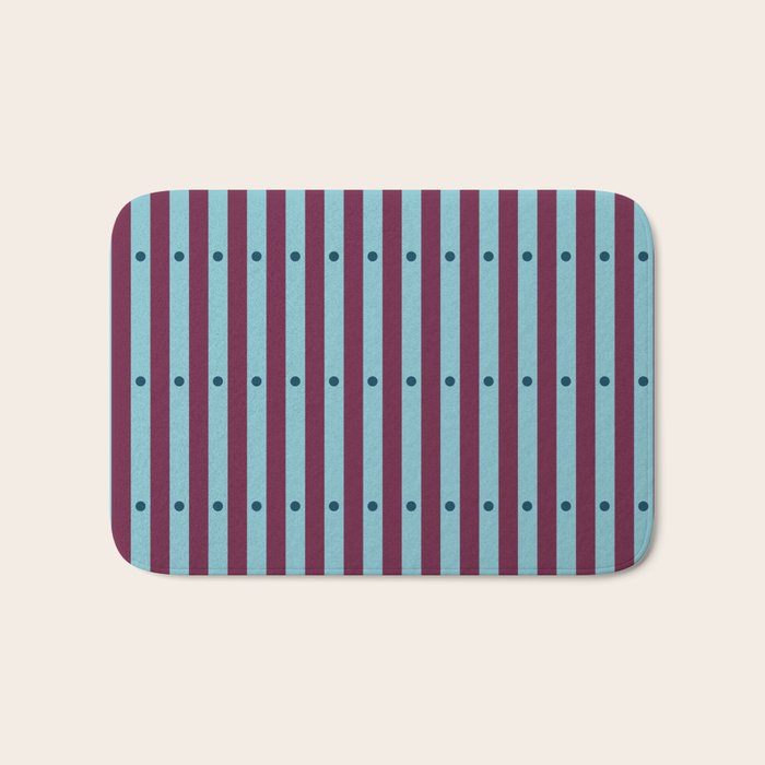 Stripes and Dots geometric pattern blue and purple Bath Mat Gallery Image 1