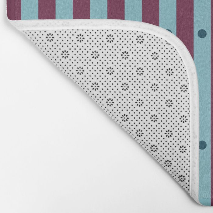 Stripes and Dots geometric pattern blue and purple Bath Mat Gallery Image 2