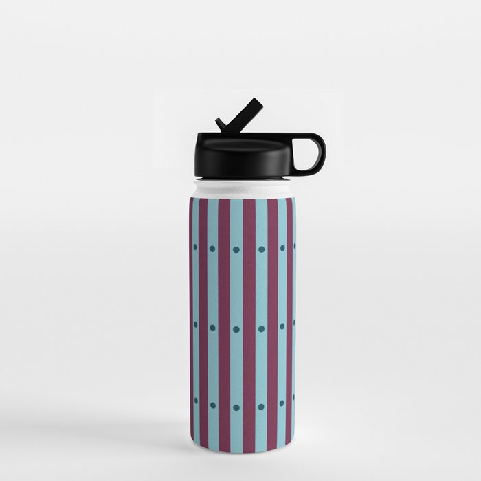 Stripes and Dots geometric pattern blue and purple Water Bottle Gallery Image 1
