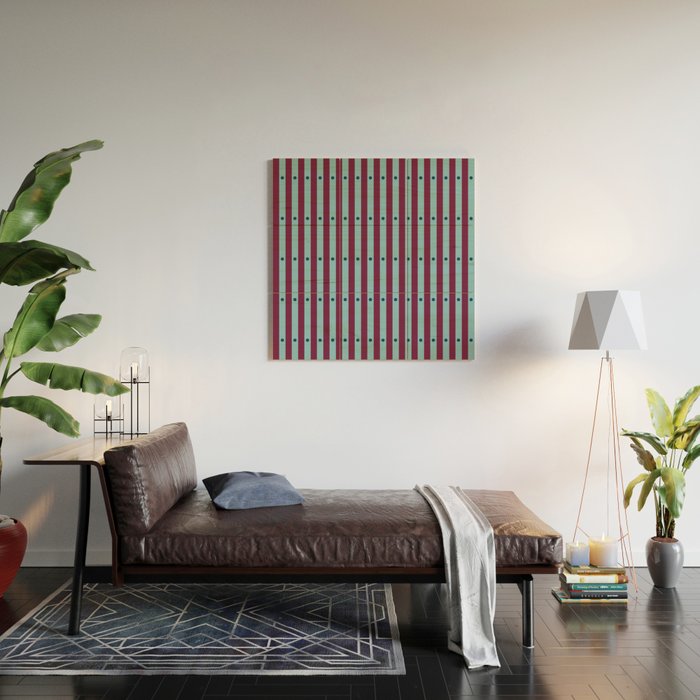 Stripes and Dots geometric pattern blue and purple Wood Wall Art Gallery Image 2