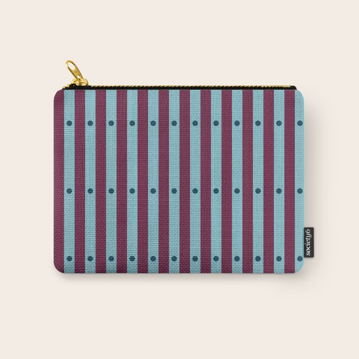 Stripes and Dots geometric pattern blue and purple Carry All Pouch Gallery Image 1