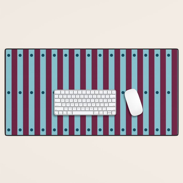 Stripes and Dots geometric pattern blue and purple Desk Mat Gallery Image 1