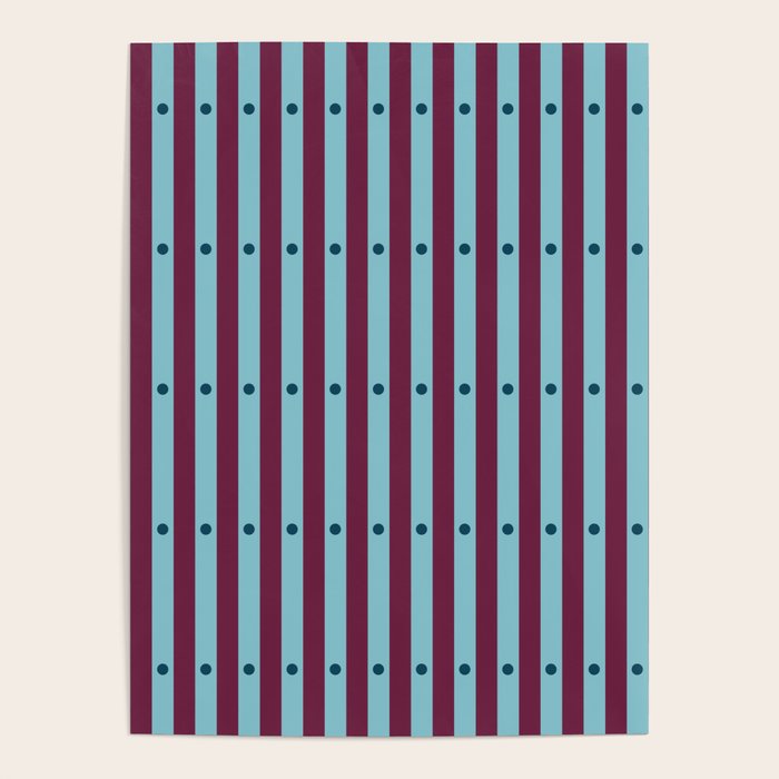 Stripes and Dots geometric pattern blue and purple Poster Gallery Image 4