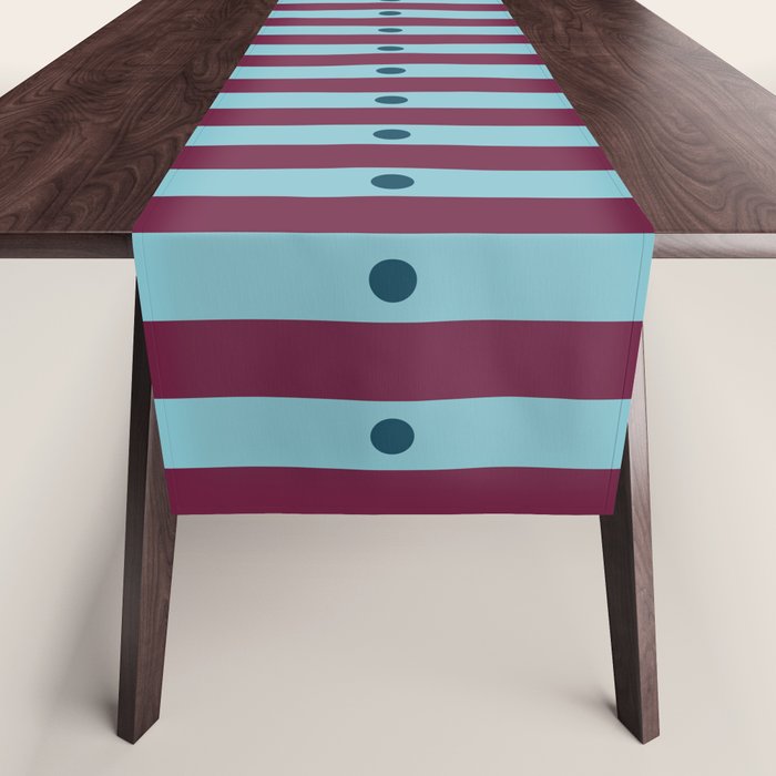 Stripes and Dots geometric pattern blue and purple Table Runner Gallery Image 1