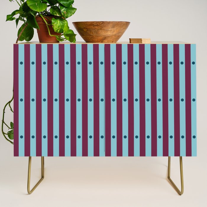 Stripes and Dots geometric pattern blue and purple Credenza Gallery Image 1