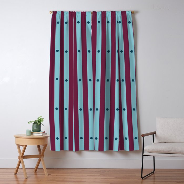 Stripes and Dots geometric pattern blue and purple Window Curtain Gallery Image 5