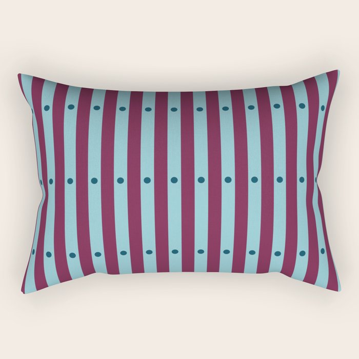 Stripes and Dots geometric pattern blue and purple Rectangular Pillow Gallery Image 2