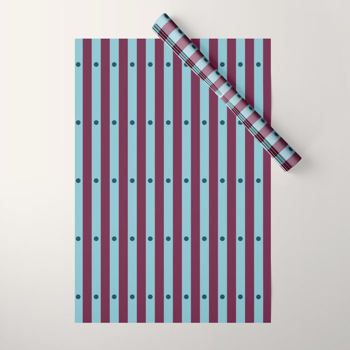 Stripes and Dots geometric pattern blue and purple Wrapping Paper Gallery Image 1